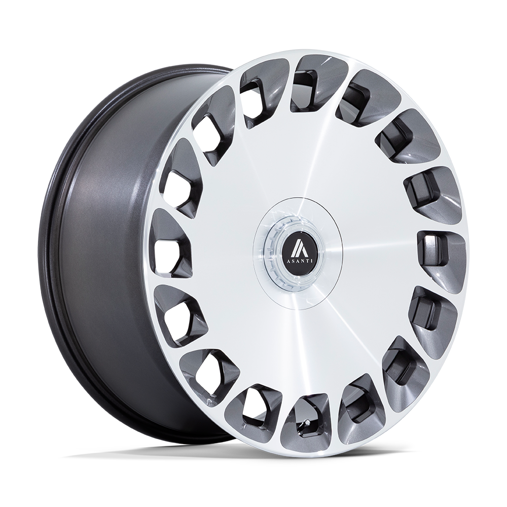 Asanti AB045 Aristocrat – 20x9 5x112 / 5x120 Gloss Platinum W/ Bright Machined Face (Square Set of 4)