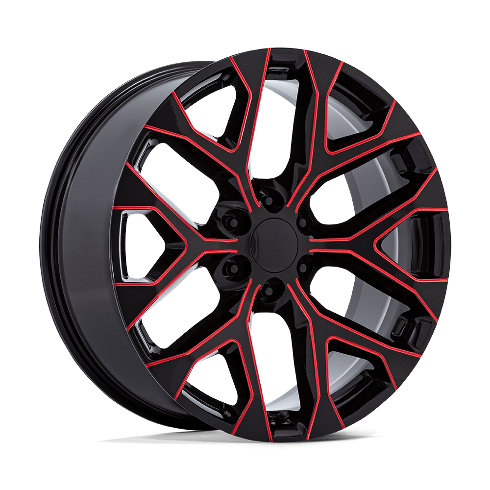 Performance Replica Wheels PR177 MR 22x9 +24 6x139.7mm 78.1mm Gloss Black Red Milled