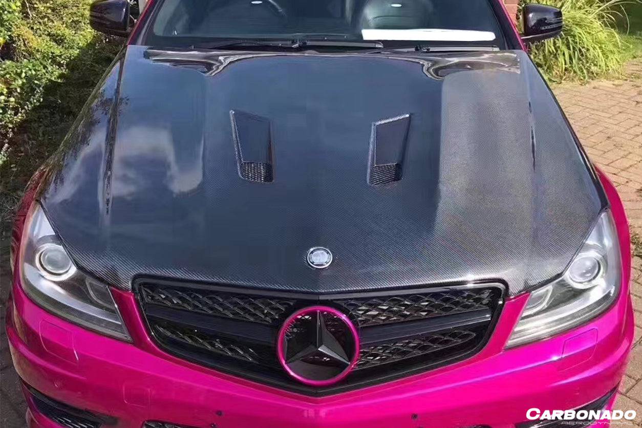 2012-2014 Mercedes Benz W204 C63 AMG BK Style hood - Carbonado