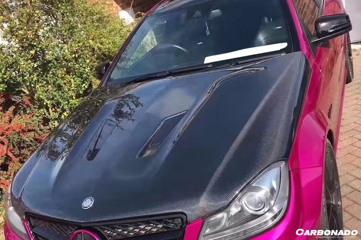 2012-2014 Mercedes Benz W204 C63 AMG BK Style hood - Carbonado Aero