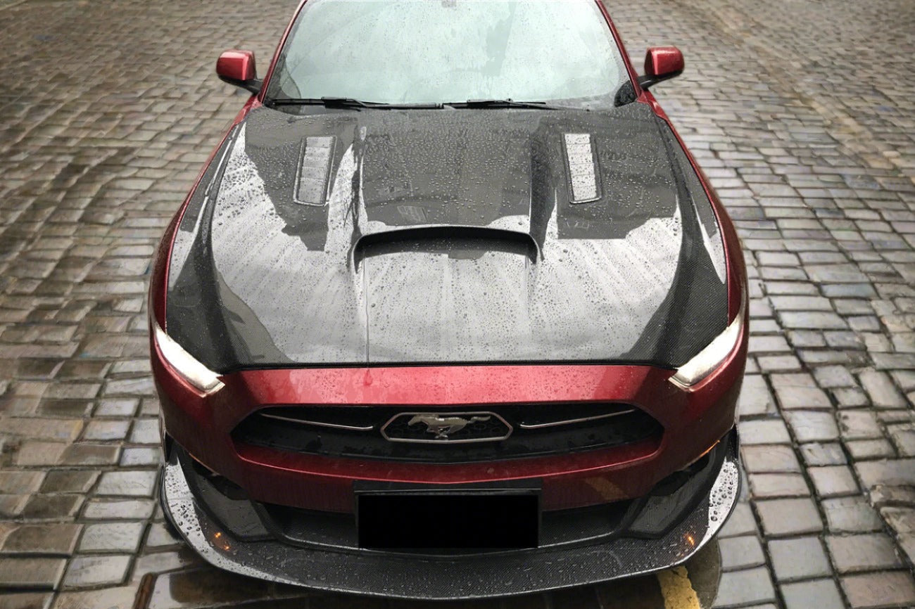 2014-2017 Ford Mustang  GT/V6 TRU Style Carbon Fiber Hood - Carbonado