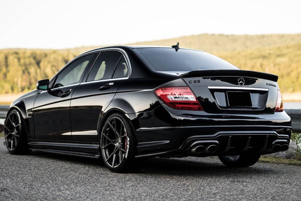 2012-2014 Mercedes Benz W204 C63 AMG RZS Style Carbon Fiber Rear Bumper Caps - Carbonado