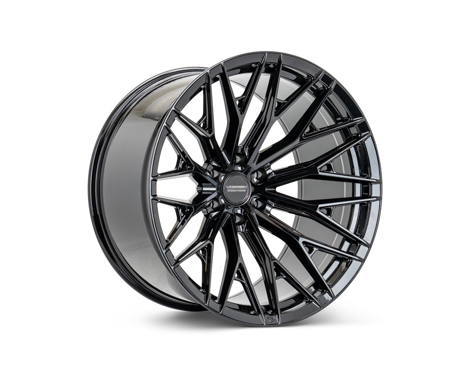 Vossen HFX6 Gloss Black wheel — complete wheel view