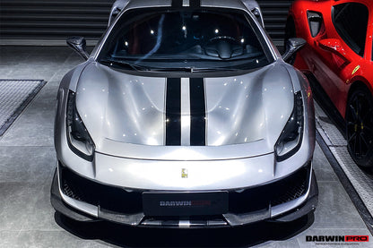 2015-2020 Ferrari 488 GTB/Spyder Pista Style Front Bumper Set W/Hood - DarwinPRO Aerodynamics