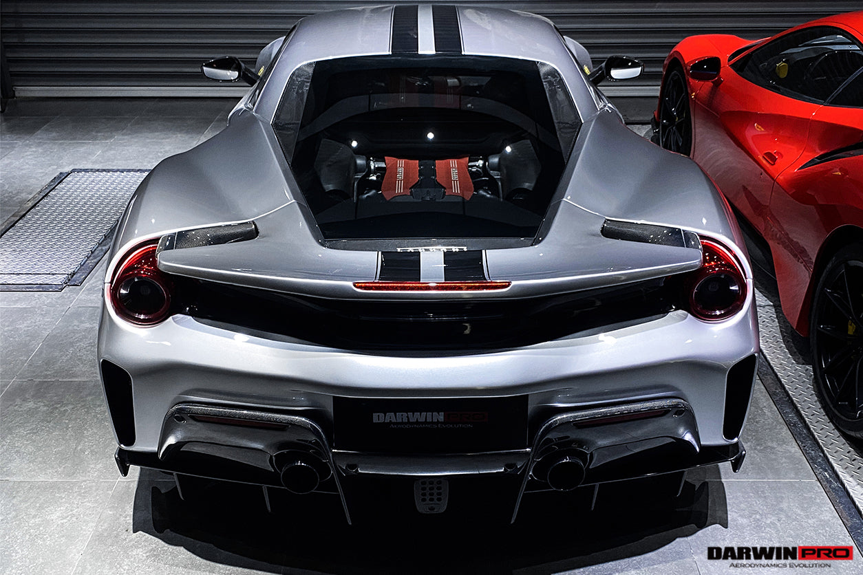 2015-2020 Ferrari 488 GTB Pista Style Rear Bumper & Wing - DarwinPRO Aerodynamics