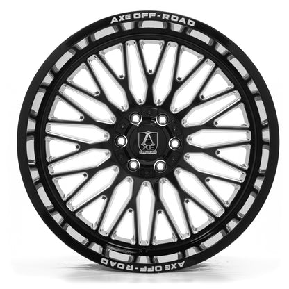 AXE WHEELS KRATOS GLOSS BLACK MILLED 22x12 ET-44 8x165 (Square Set of 4)