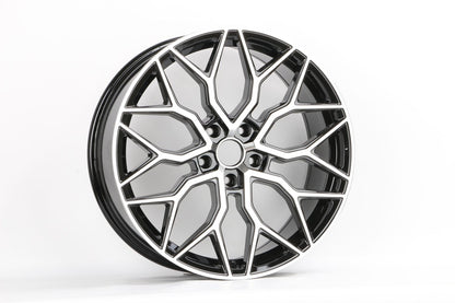 E028 Black Machined Face 18x8.5 ET35 5x114.3 - Square Set (4 Wheels)