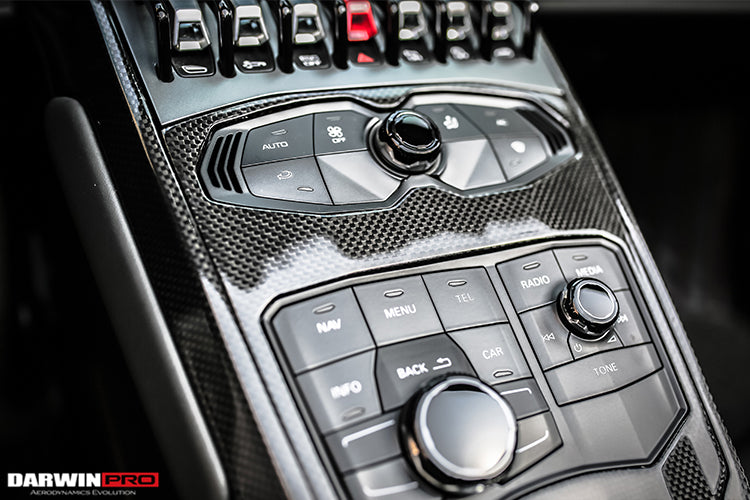 2015-2022 Lamborghini Huracan LP610/LP580 Autoclave Carbon Fiber Center Console Border Trim - DarwinPRO Aerodynamics