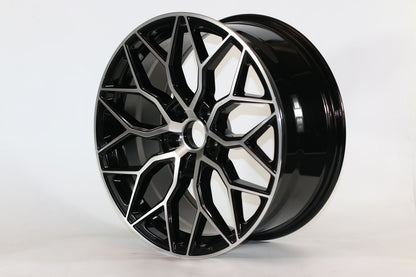 E028 Black Machined Face 19x8.5 ET35 5x114.3 - Square Set (4 Wheels)