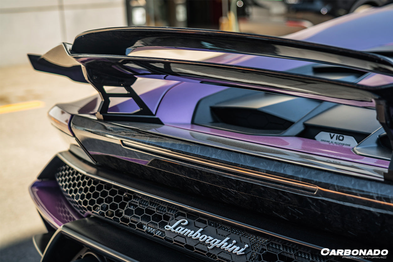 2015-2020 Lamborghini Huracan LP610/LP580 MD Style Carbon Fiber Trunk Spoiler w/ Base - Carbonado