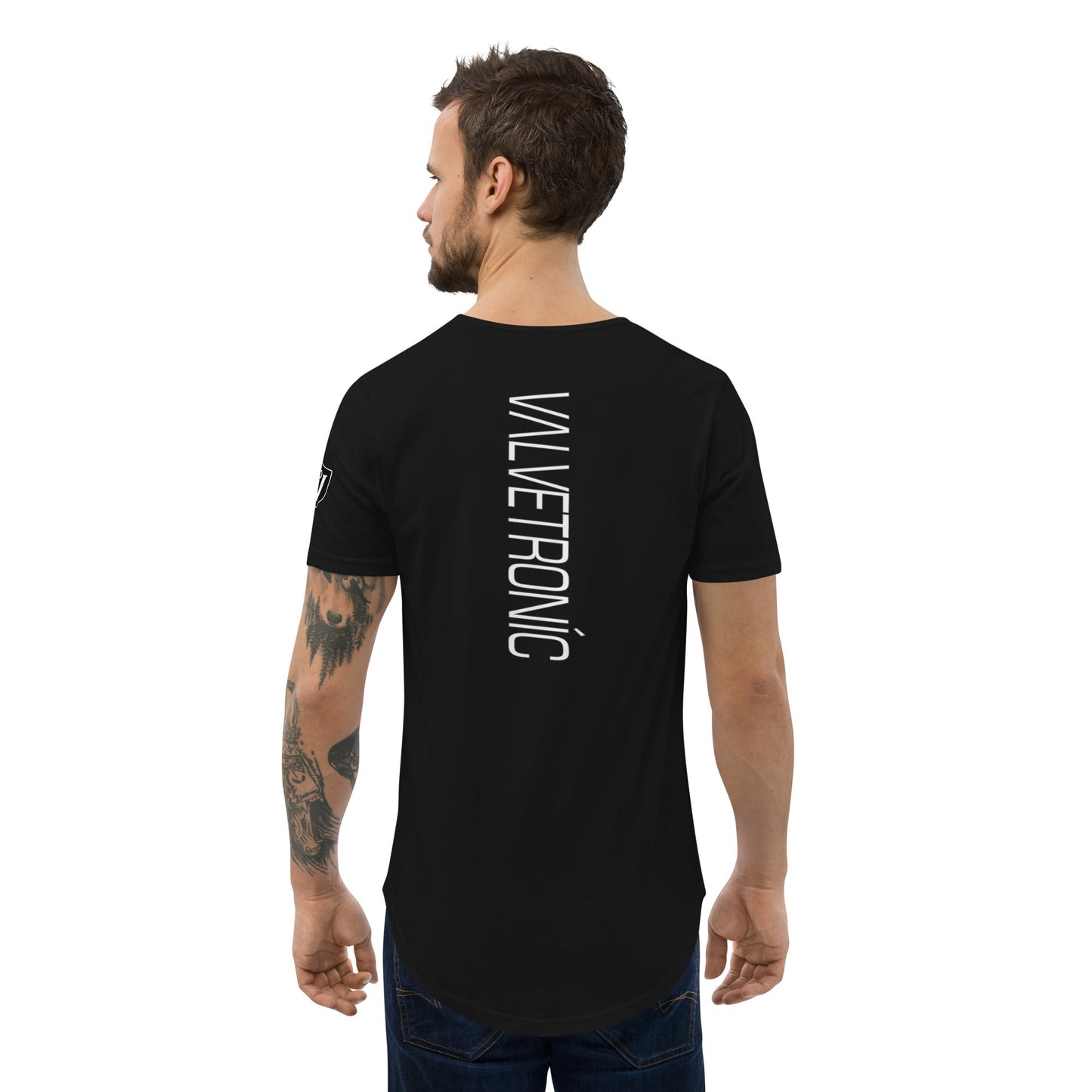Valvetronic Design Valvetronic Men's Curved Hem T-Shirt white text