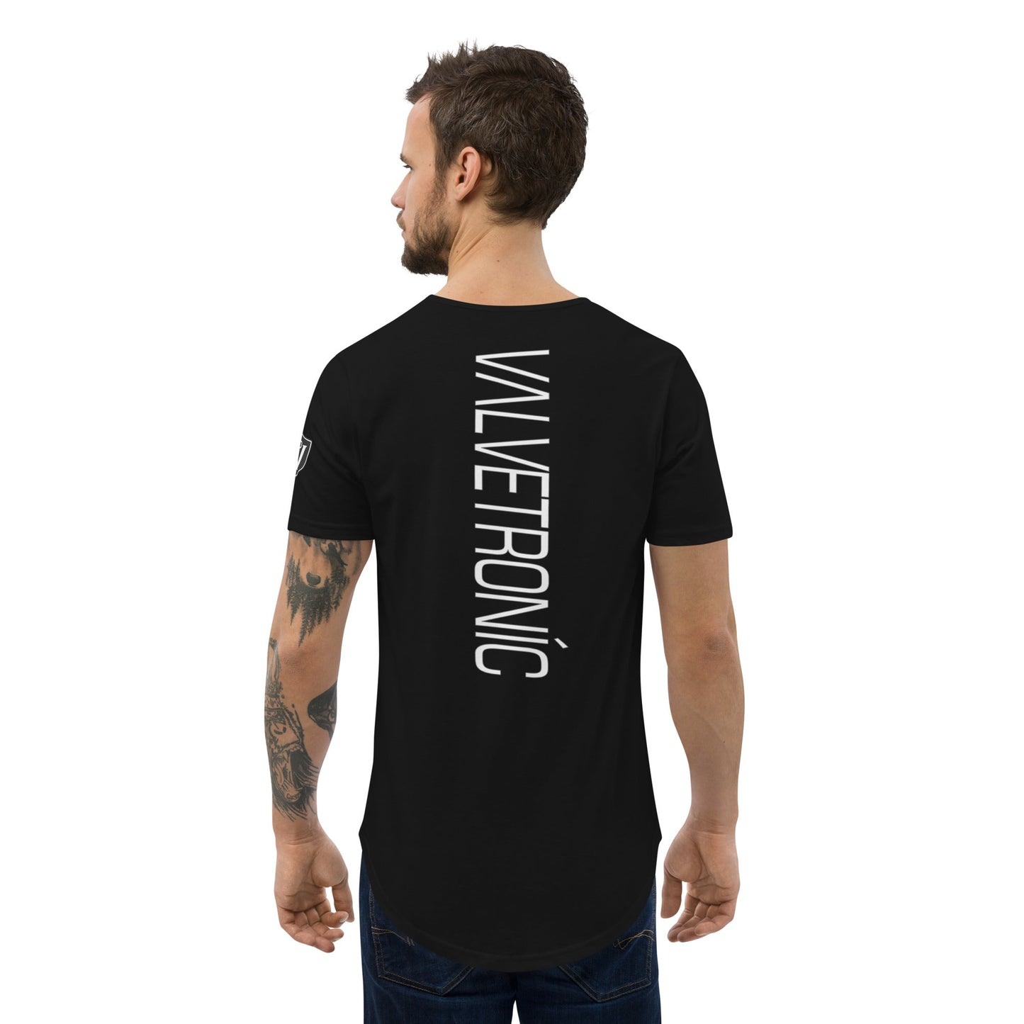 Valvetronic Design Valvetronic Men's Curved Hem T-Shirt white text