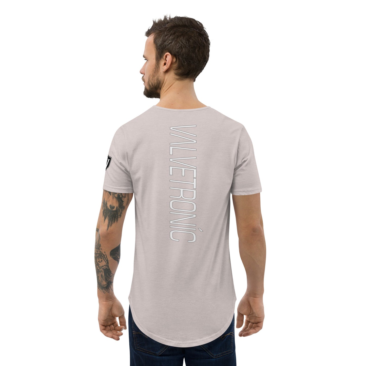 Valvetronic Design Valvetronic Men's Curved Hem T-Shirt white text
