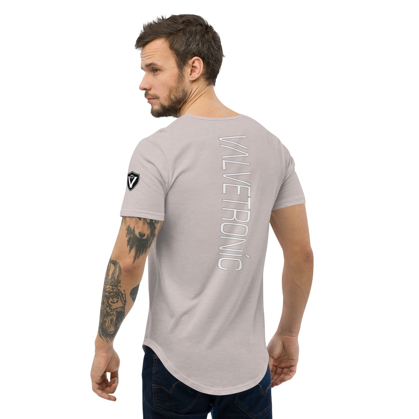 Valvetronic Design Valvetronic Men's Curved Hem T-Shirt white text