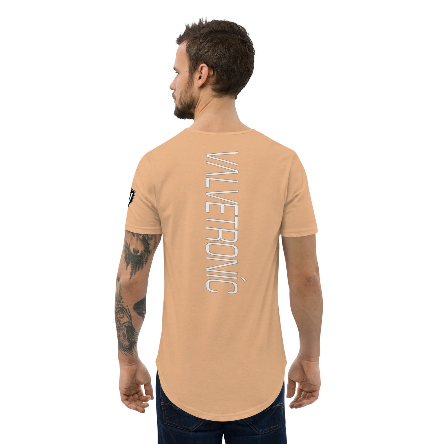 Valvetronic Design Valvetronic Men's Curved Hem T-Shirt white text