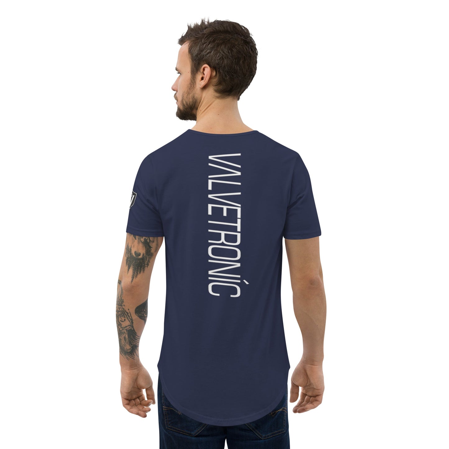 Valvetronic Design Valvetronic Men's Curved Hem T-Shirt white text