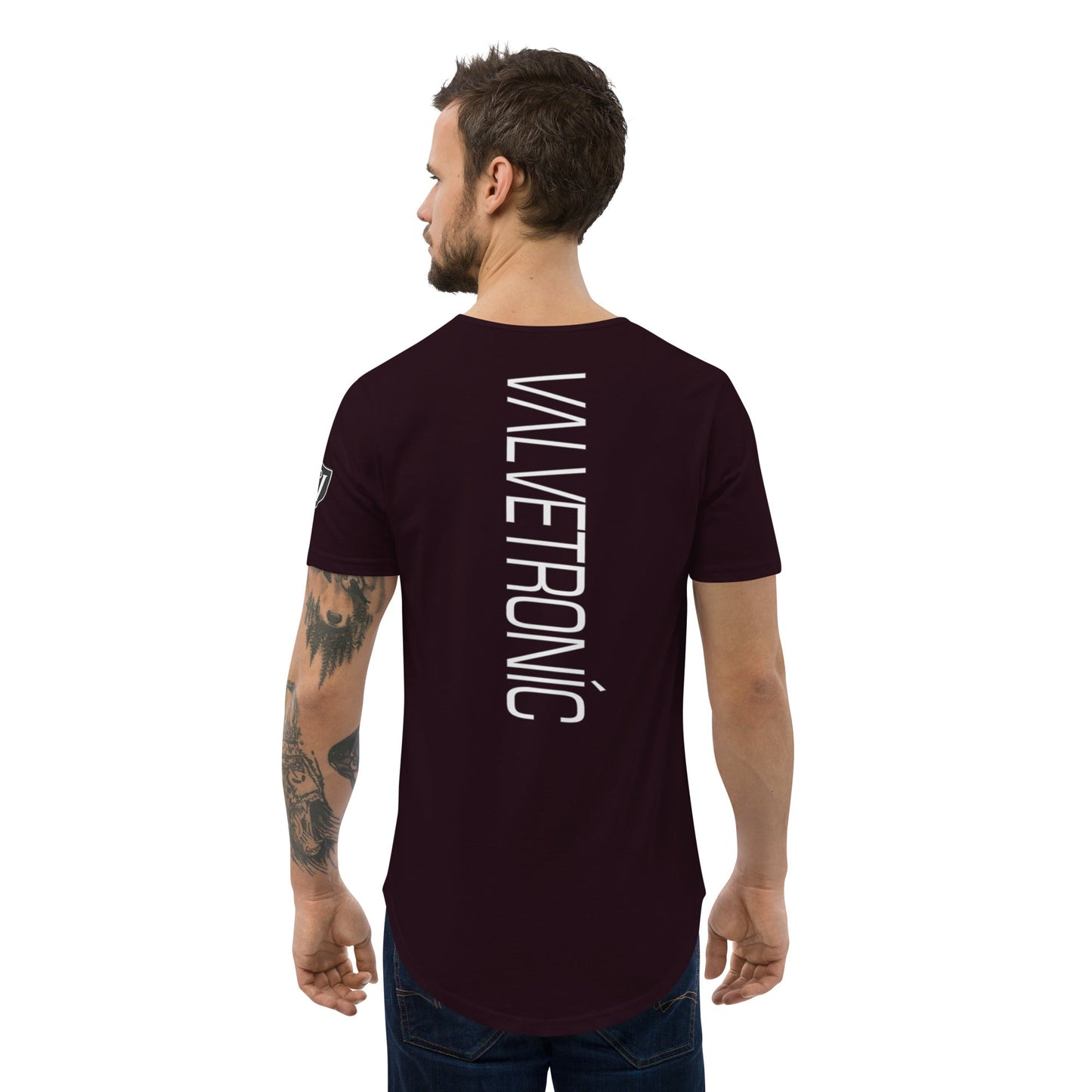 Valvetronic Design Valvetronic Men's Curved Hem T-Shirt white text