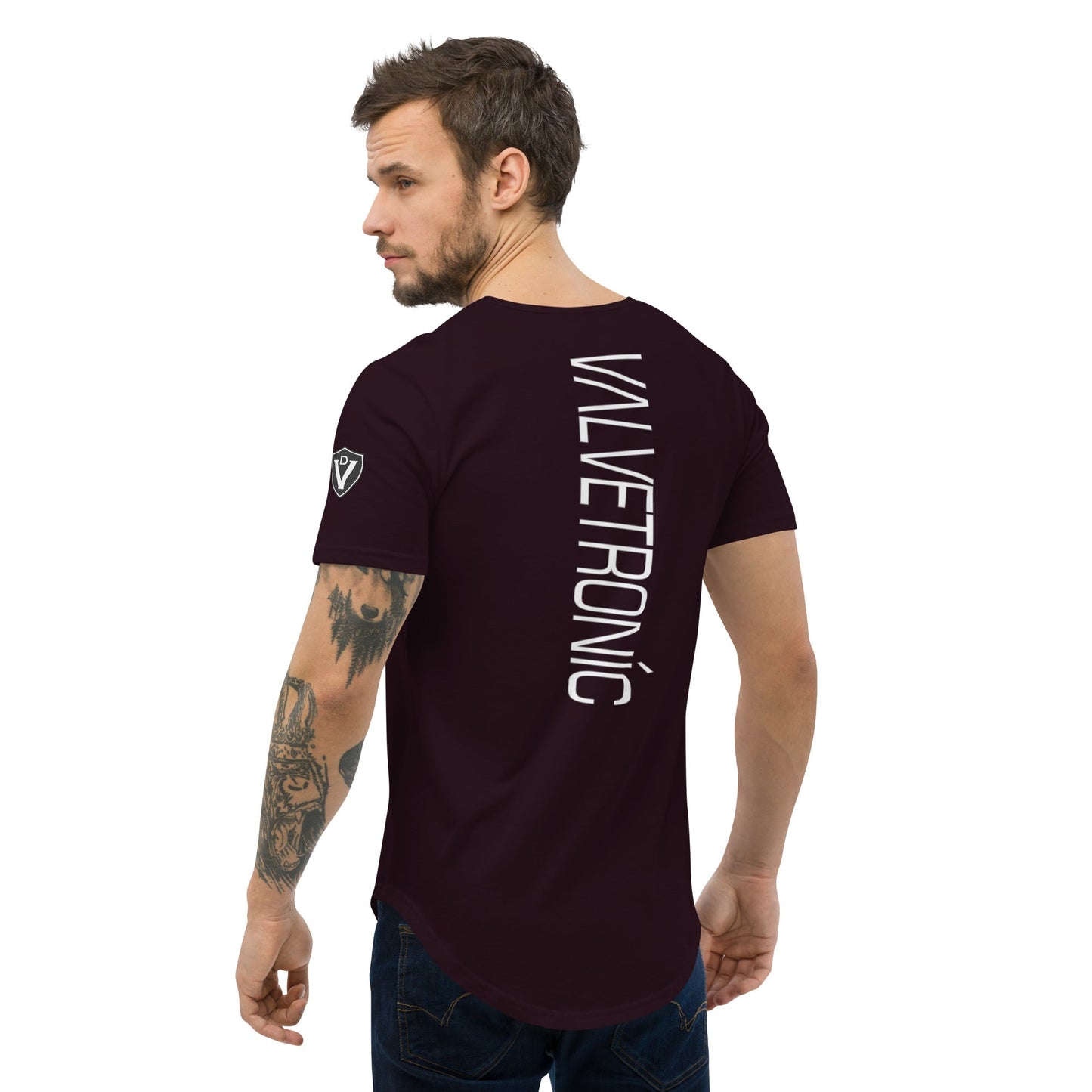 Valvetronic Design Valvetronic Men's Curved Hem T-Shirt white text
