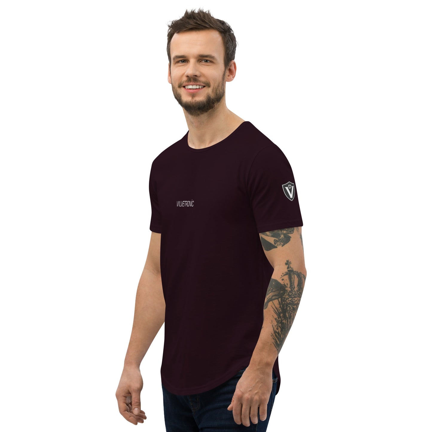 Valvetronic Design Valvetronic Men's Curved Hem T-Shirt white text
