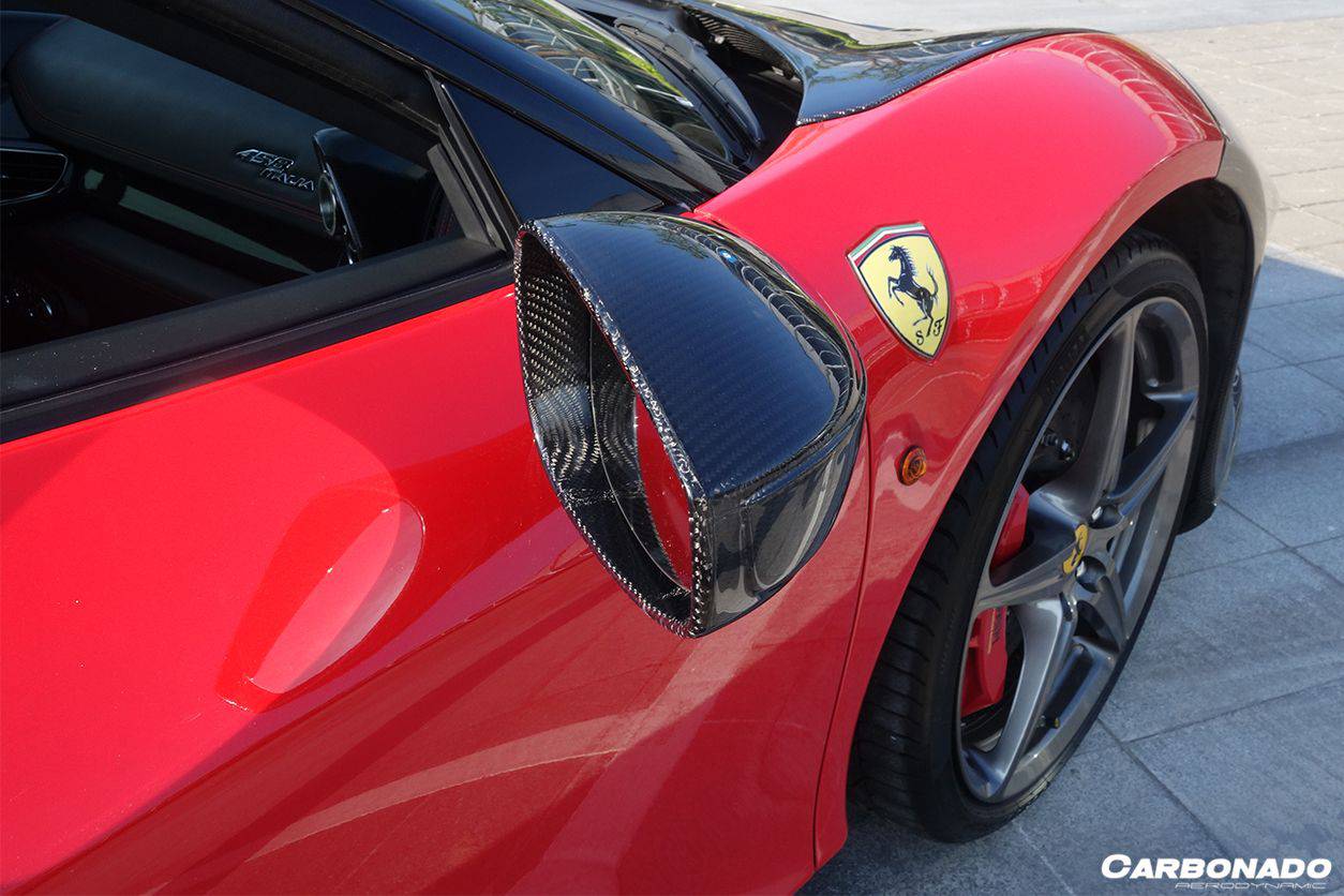 2010-2015 Ferrari 458 Coupe & Spider & Speciale OE Style DRY Carbon Fiber Mirror Housing - Carbonado