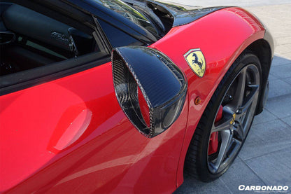 2010-2015 Ferrari 458 Coupe & Spider & Speciale OE Style DRY Carbon Fiber Mirror Housing - Carbonado