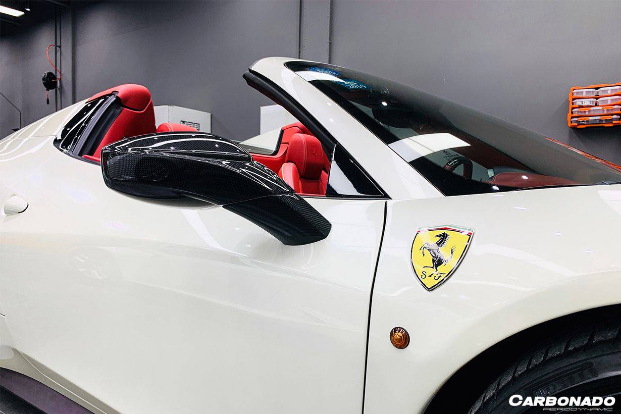 2010-2015 Ferrari 458 Coupe Spyder Speciale OE Style DRY Carbon Fiber Mirror Housing - Carbonado Aero