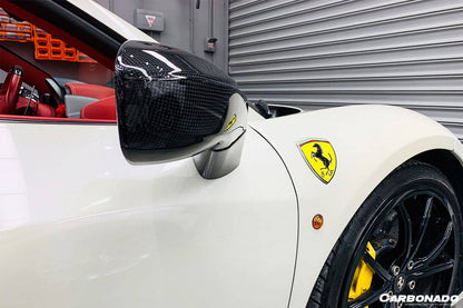 2010-2015 Ferrari 458 Coupe Spyder Speciale OE Style DRY Carbon Fiber Mirror Housing - Carbonado Aero