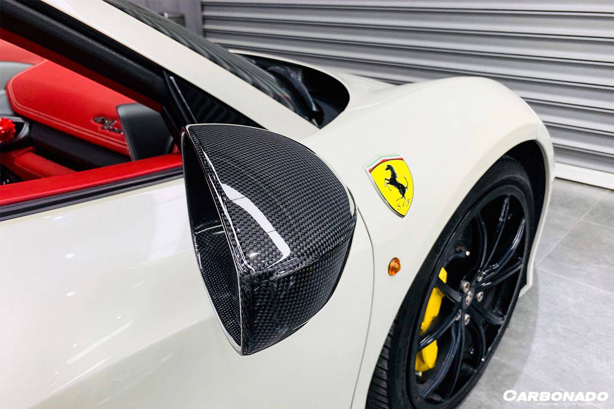 2010-2015 Ferrari 458 Coupe Spyder Speciale OE Style DRY Carbon Fiber Mirror Housing - Carbonado Aero