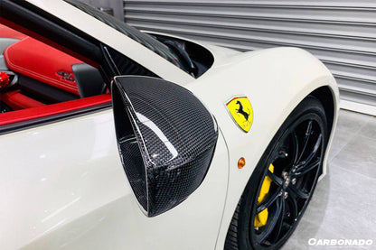2010-2015 Ferrari 458 Coupe Spyder Speciale OE Style DRY Carbon Fiber Mirror Housing - Carbonado Aero