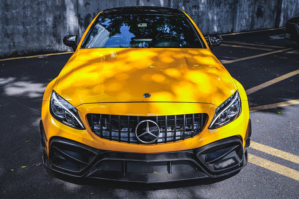 2015-2021 Mercedes Benz W205 C63 C63S AMG Coupe IMP Performance Partial Carbon Fiber Front Bumper With Canards - DarwinPRO Aerodynamics