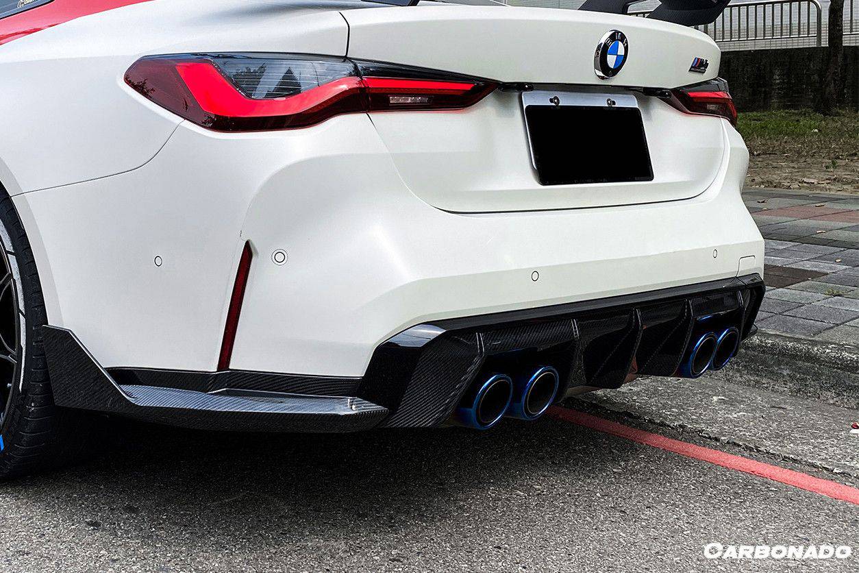 2021-UP BMW M4 G82/G83 MP Style Carbon Fiber Qual Rear Lip with Caps - Carbonado