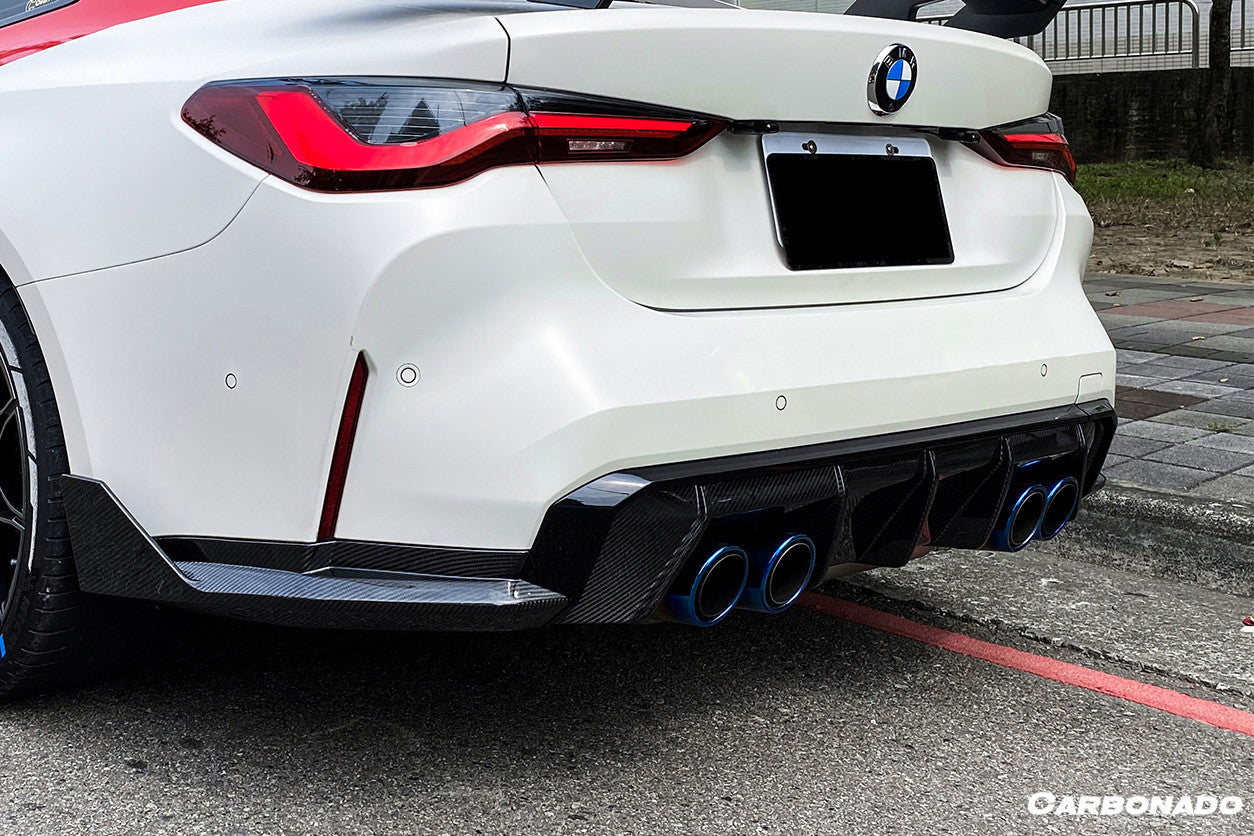 2021-UP BMW M3 G80 MP Style Carbon Fiber Quad Rear Lip with Caps - Carbonado