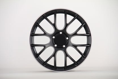 E060 Satin Black Machined Lip 19x8.5 ET40 5.114 - Square Set (4 Wheels)