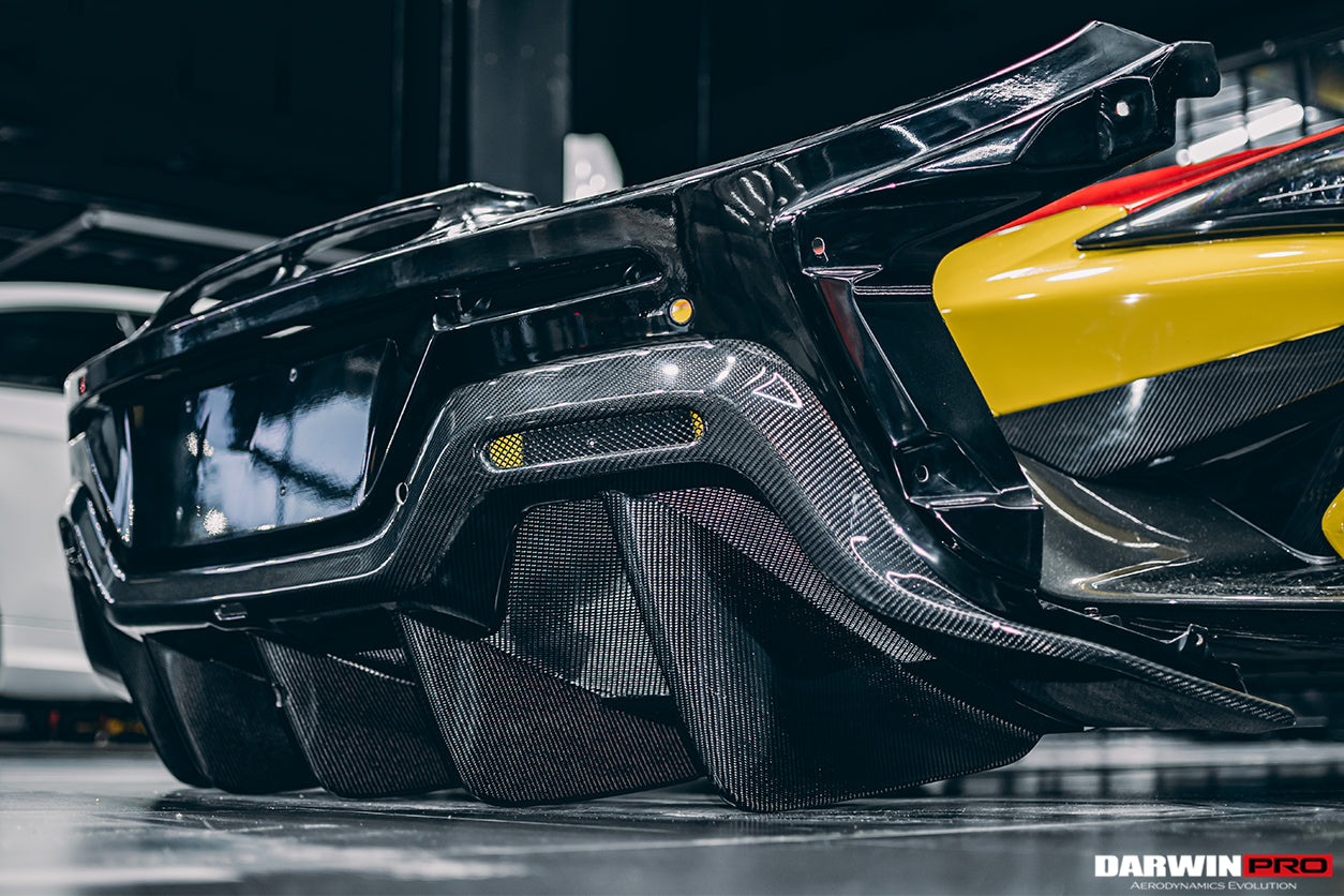 2015-2020 McLaren 540C/570S/570GT 600LT-Style Partial Carbon Fiber Rear Bumper with Diffuser  and Trunk Spoiler and Engine Trunk and Exhaust - DarwinPRO Aerodynamics
