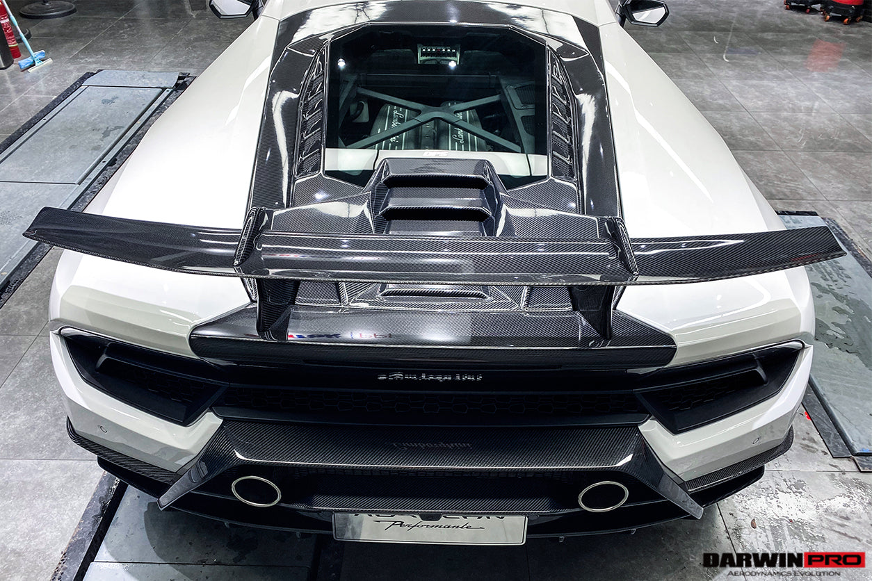 2015-2020 Lamborghini Huracan LP610/LP580 Performante Style Carbon Trunk Spoiler and Engine Hood - DarwinPRO Aerodynamics