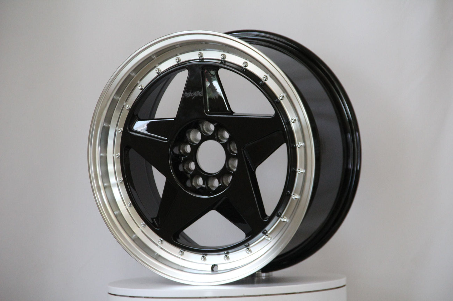 E115 Black Machined Lip 17x7.5 ET32 5.100.113 - Square Set (4 Wheels)