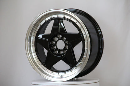 E115 Black Machined Lip 17x7.5 ET32 5.100.113 - Square Set (4 Wheels)