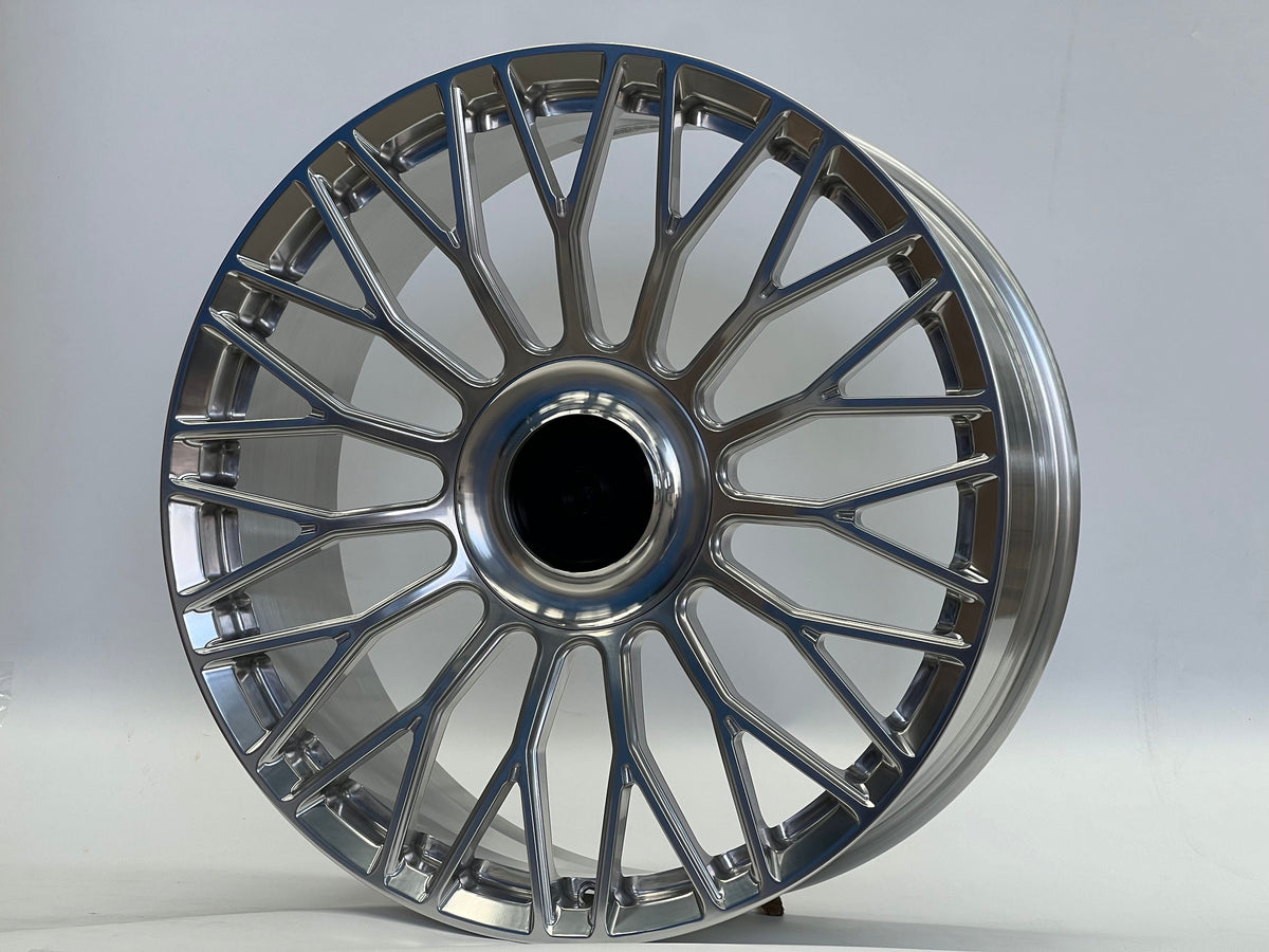 E483 Polished Face 22x9 ET25 / 22x10.5 ET35 5x120 — Staggered Set of 4