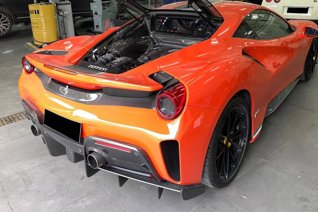 2018-2022 Ferrari 488 Pista Origenal Rear Bumper Carbon Fiber Upper Shell - DarwinPRO Aerodynamics
