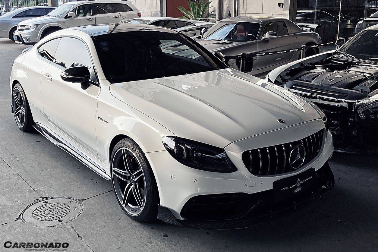 2015-2021 Mercedes Benz W205 C63/S AMG Coupe Carbon Fiber Side Skirts Extension Add On Lip - Carbonado Aero