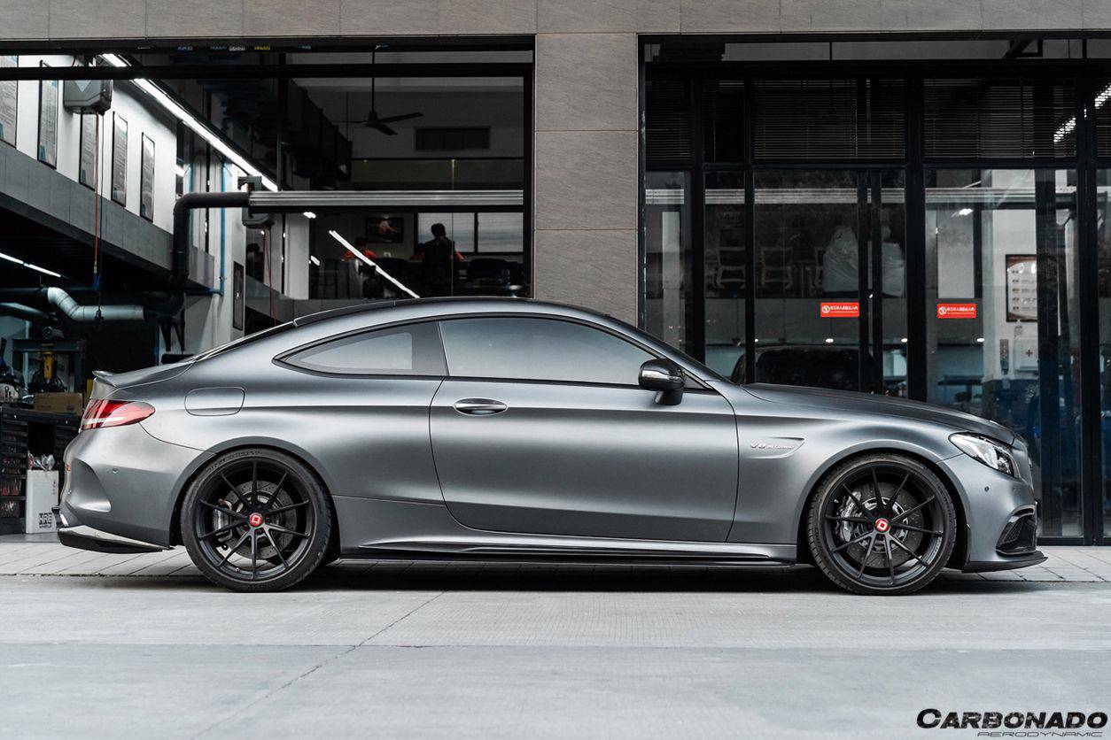 2015-2021 Mercedes Benz W205 C63/S AMG Coupe Carbon Fiber Side Skirts Extension Add On Lip - Carbonado Aero