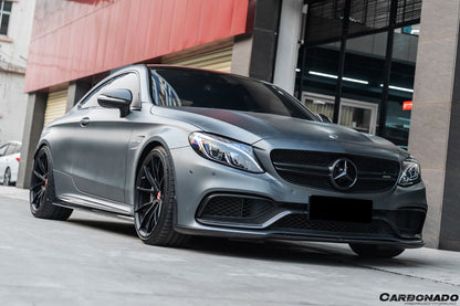 2015-2021 Mercedes Benz W205 C63/S AMG Coupe Carbon Fiber Side Skirts Extension Add On Lip - Carbonado Aero