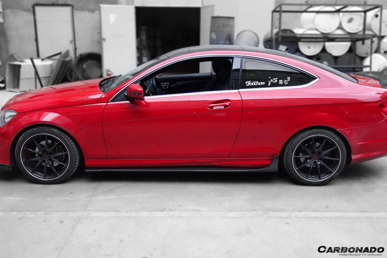 2012-2014 Mercedes Benz W204 C63 AMG C Class Coupe DP Style Side Skirts Under Board - Carbonado