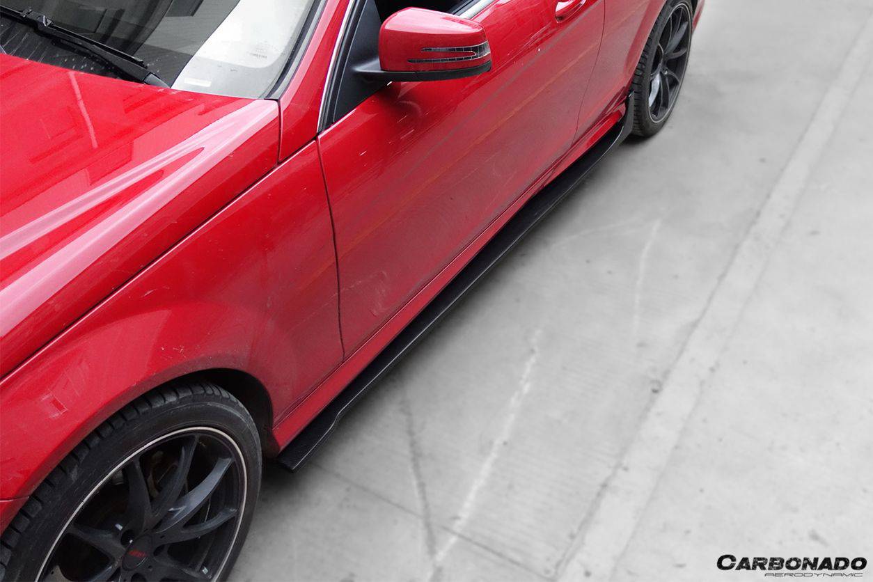 2012-2014 Mercedes Benz W204 C63 AMG C Class Coupe DP Style Side Skirts Under Board - Carbonado Aero