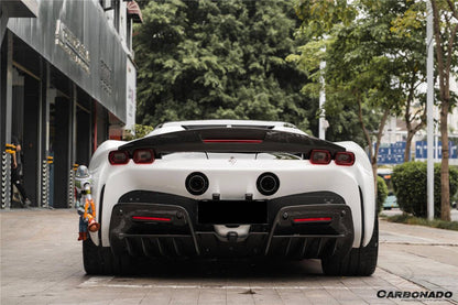 2020-UP Ferrari SF90 Stradale Assetto Fiorano Style DRY Carbon Fiber Trunk Spoiler - Carbonado Aero