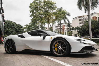 2020-UP Ferrari SF90 Stradale OE Style Autoclave Carbon Fiber Front Bumper Side Air Vents - Carbonado