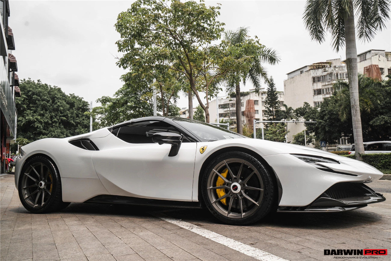 2020-UP Ferrari SF90 Stradale OE Style Autoclave Carbon Fiber Front Bumper Side Splitter - Carbonado
