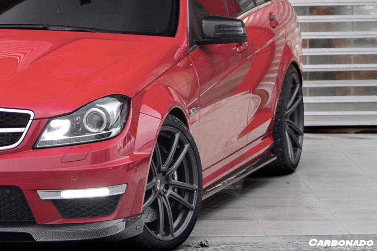 2008-2014 Mercedes Benz W204 C63 AMG RZ Style Carbon Fiber Side Skirts - Carbonado Aero