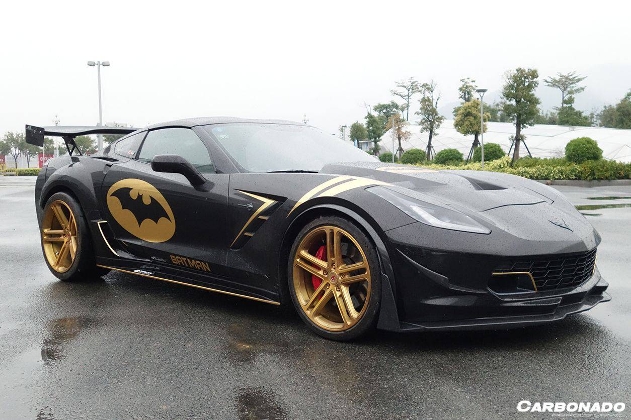 2013-2019 Corvette C7 PD Style Wide body Rear Flares And Side Skirts - Carbonado