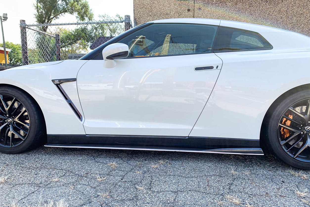 2008-2022 Nissan GTR R35 CBA/DBA VA-II Style Carbon Fiber Side Skirts Under Board - Carbonado